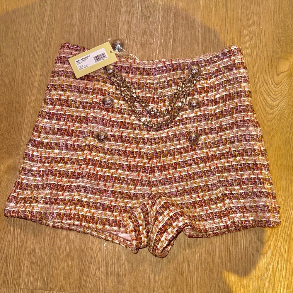 Ramy Brook High Waist Tweed Shorts - Brown and Cream